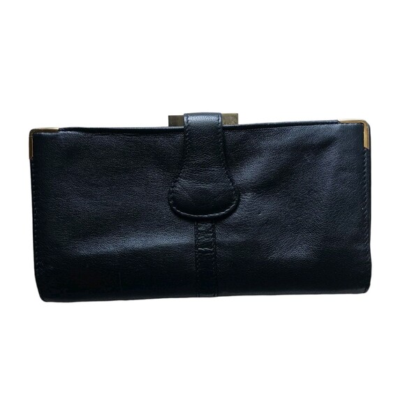 Vintage 1950s LODIS Womens Ultra Soft Black Leather Kisslock Wallet Clutch Spain - Picture 1 of 7